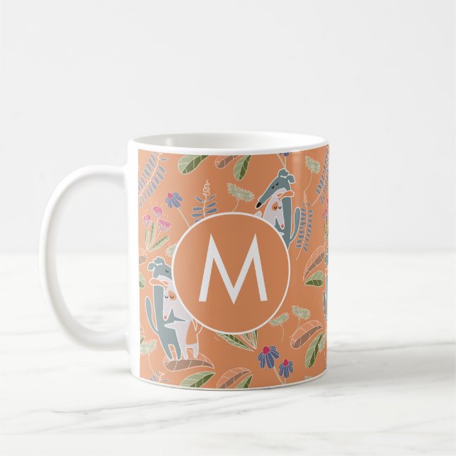 Monogram Hundar Blommönster Terracotta Kaffemugg (Vänster)