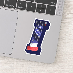 Monogram I American Flagga Brev I Initial USA Klistermärken