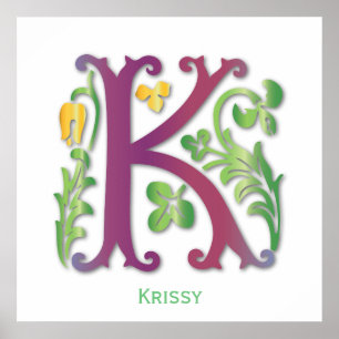 Monogram i Blommigtens utformning Poster