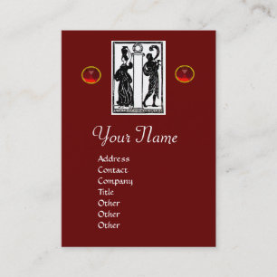Monogram i Brev,Antique Figurer Red Black White Visitkort