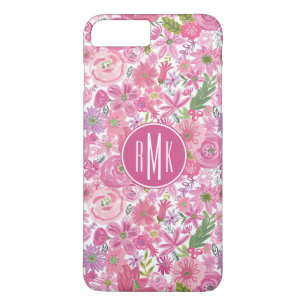 Monogram I Do Rosa Watercolor Blommönster