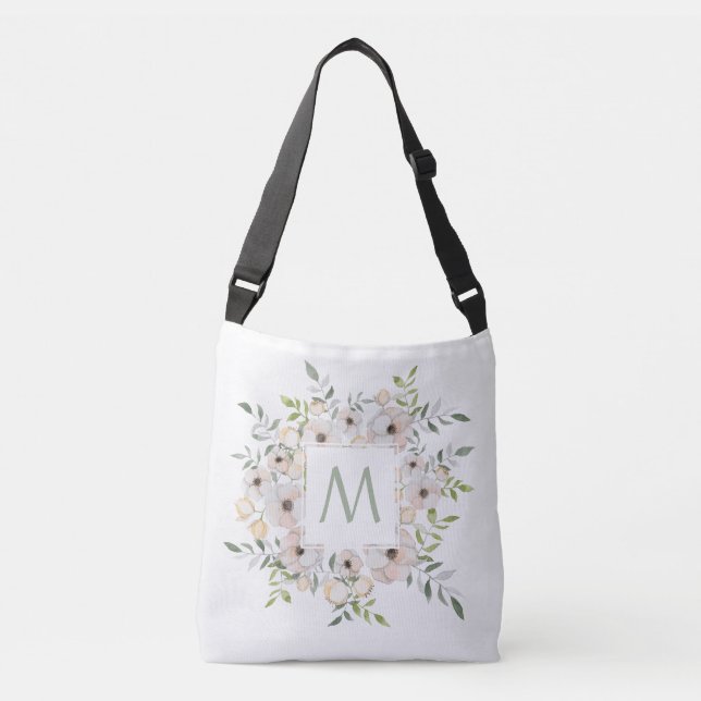 Monogram i en Flower Ram anpassningsbar-påse Axelväska (Framsida)
