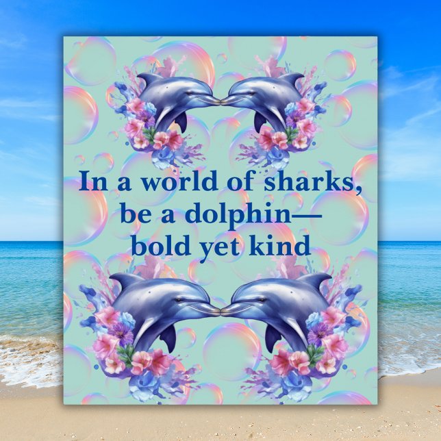 Monogram i en värld av hajar, var en delfinblått poster (Skapare uppladdad)