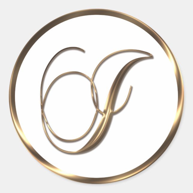 Monogram I Faux Bronze Runt Klistermärke (Framsida)