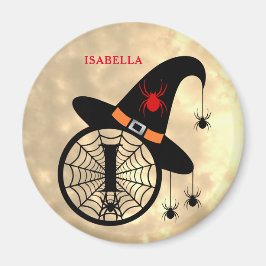 Monogram I Halloween Himlar Witch Spiders Namn Mag Magnet