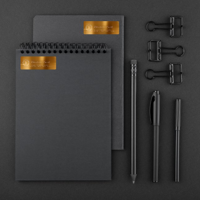 Monogram i Laurel Wandeand Guld Returadress Returadress Etikett (Skapare uppladdad)