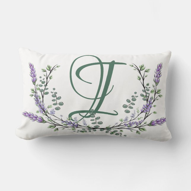 Monogram I Lavender Eucalyptus Lumbarkudde (Framsida)