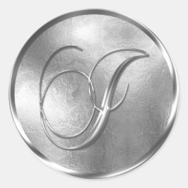 Monogram I NONMETALLIC Silver kuvertförsegling Runt Klistermärke