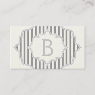 Monogram i ram med grått, vitt rand visitkort
