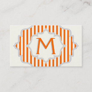 Monogram i ram med orange, vit rand visitkort