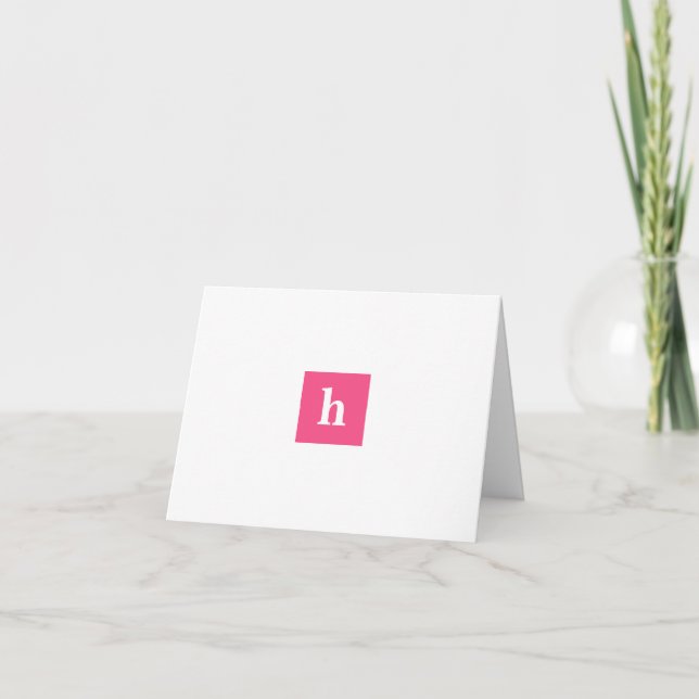 Monogram i Rosa Classic-Personlig Anteckningskort (Framsida)