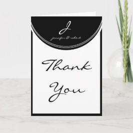 Monogram i svart och vitt Tack så mycket Kort