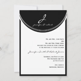 Monogram i svartvitt bröllop inbjudningar