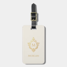 Monogram i vapen elfenben falskt guld elegant vint