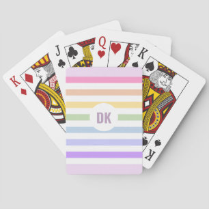 Monogram i vit cirkel Pastel Rainbow Rand Casinokort