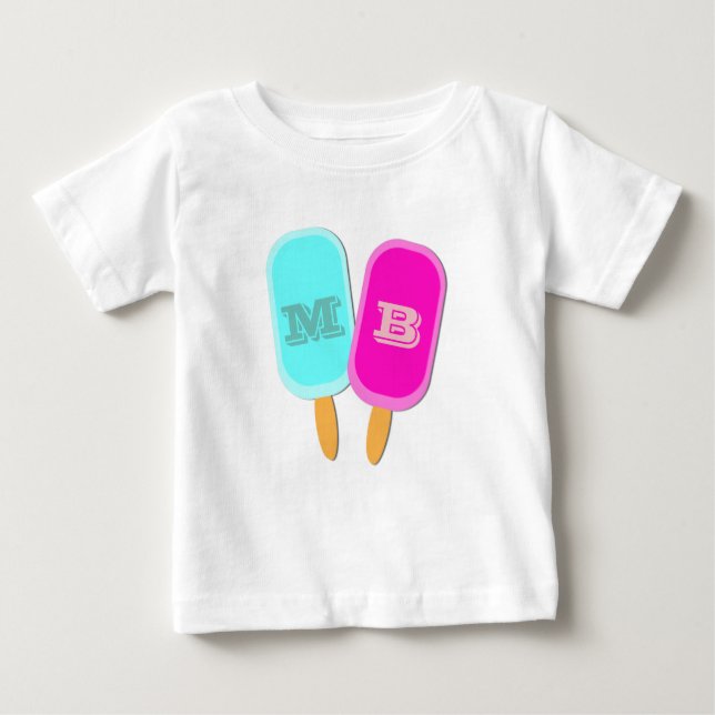 Monogram Ice Lollies Popsicles, sommaren T Shirt (Framsida)