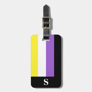 Monogram icke-binärt Pride Flagga Bagagebricka