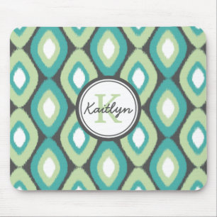 Monogram Ikat Diamonds Mönster Teal Mint Musmatta