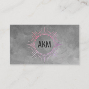 Monogram Illumation Inslag Grått Watercolor Visitkort