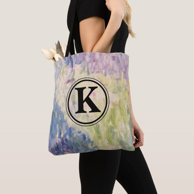 Monogram Impressionism Abstrakt Painting Tote Bag Tygkasse (Närbild)