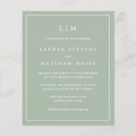 Monogram - inbjudan till budgetbröllop om enkel Gr