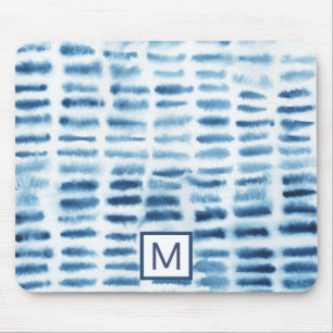 Monogram Indigio Watercolor Skriv ut Musmatta