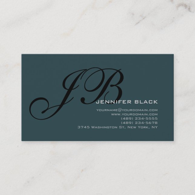 Monogram Indigo Black Consultant Affärskort Visitkort (Framsida)