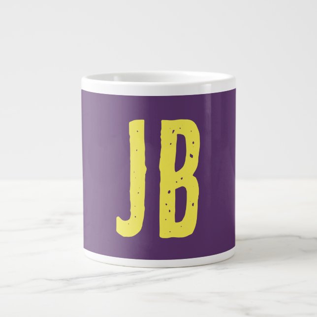 Monogram Indigo-Gulten för första Brev Jumbo Mugg (Framsidan)