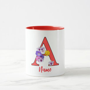 Monogram Initial A Blommig Mugg
