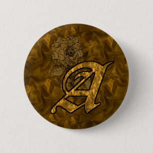 Monogram initial A Elegant guldpeonyblomma Knapp