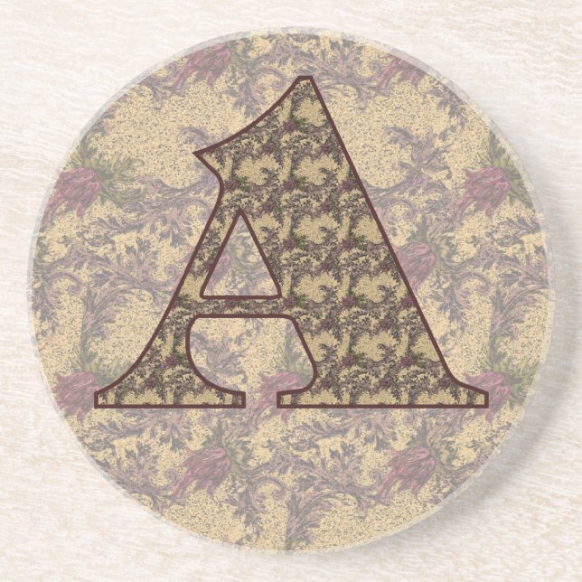 Monogram initial A elegant vintage blomster Underlägg (Framsidan)