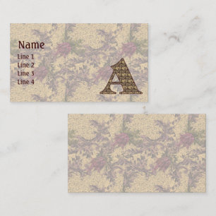 Monogram initial A elegant vintage blomster Visitkort