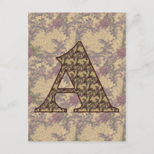 Monogram initial A elegant vintage blomster Vykort