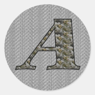 Monogram initial A Hortensia blommor Runt Klistermärke