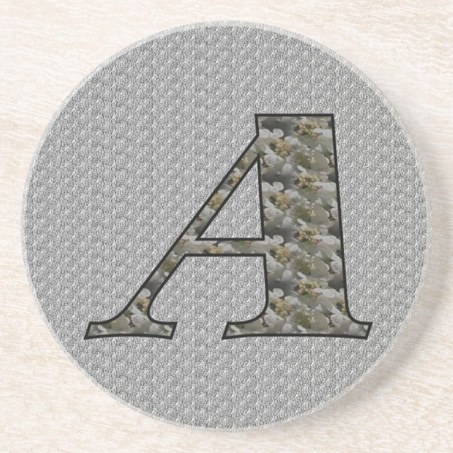 Monogram initial A Hortensia blommor Underlägg (Framsidan)