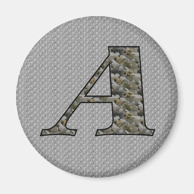 Monogram initial A Hydrangea blommor Magnet (Framsidan)