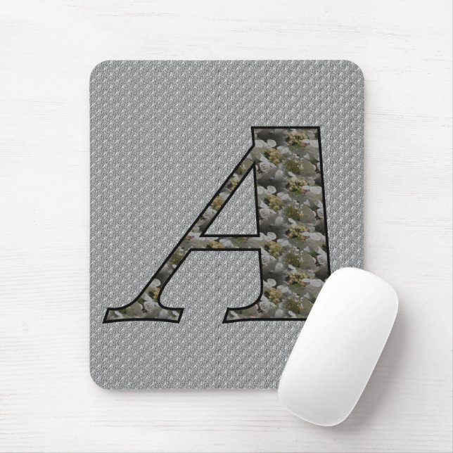 Monogram initial A Hydrangea blommor Musmatta (Med mus)