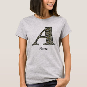 Monogram initial A Hydrangea blommor Personlig T Shirt