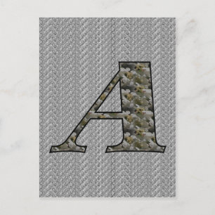 Monogram initial A Hydrangea blommor Vykort