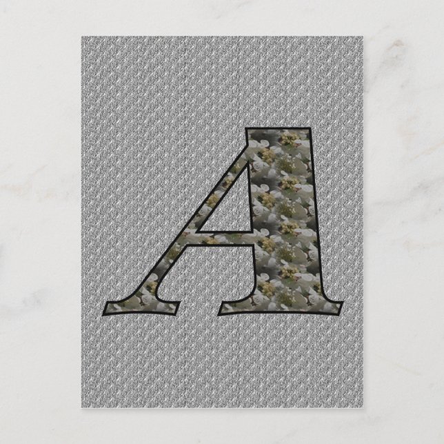 Monogram initial A Hydrangea blommor Vykort (Framsida)