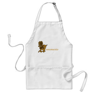 Monogram initial A namn guld peony personlig Förkläde