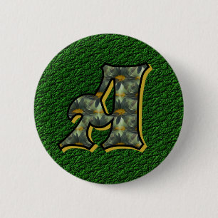 Monogram initial A Tusenskönor Blommig konst Knapp