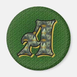 Monogram initial A Tusenskönor Blommig konst Magnet