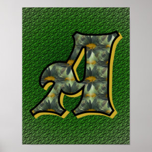 Monogram initial A Tusenskönor Blommig konst Poster