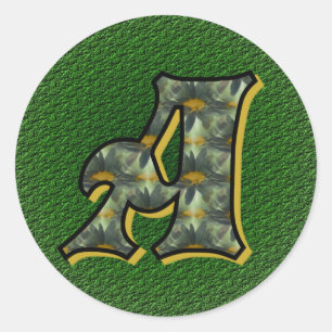 Monogram initial A tusenskönor blommig konst Runt Klistermärke