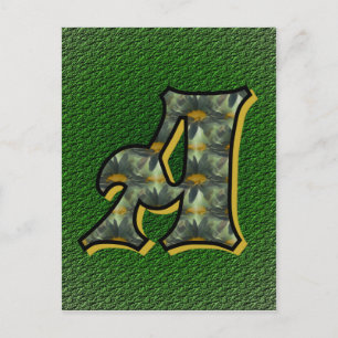 Monogram initial A Tusenskönor Blommig konst Vykort