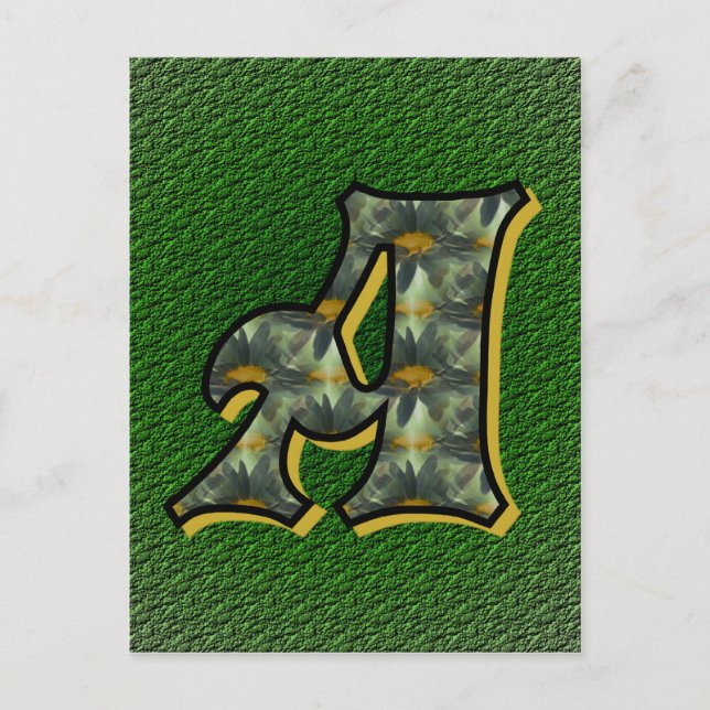 Monogram initial A Tusenskönor Blommig konst Vykort (Framsida)