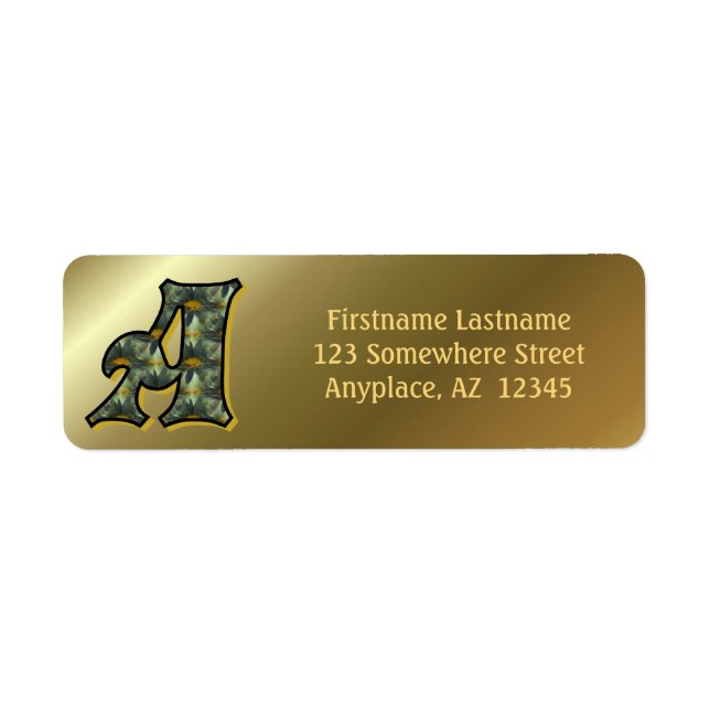 Monogram initial A tusenskönor konst returadress  Etikett (Framsidan)