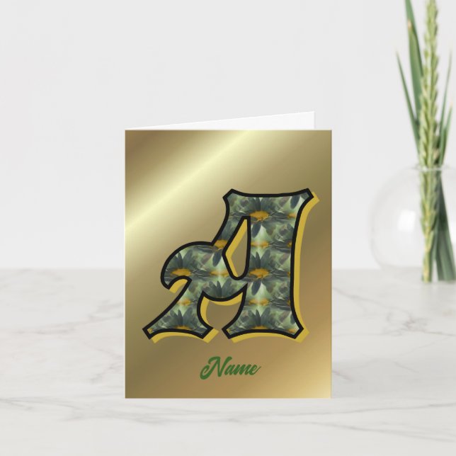 Monogram initial A Tusenskönor Personlig konst Anteckningskort (Framsida)