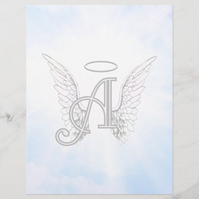 Monogram initial A, Vingar och halogram med moln (Framsida)